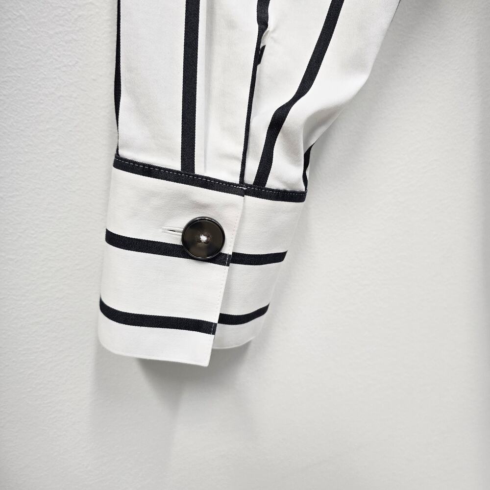 Chico’s Black and White Striped Long Sleeve No Iron Tunic Top Sz 16 - Picture 6 of 10
